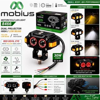 CAHAYA 2 LED Lâmpada De Tiro Mais Olhos DEVIL MOBIUS Branco Amarelo Luz Alumínio Completo CNC UNIVERSAL Para Todas As Mo