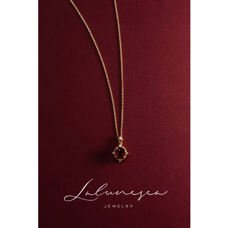 Colar de rubi jantar festa uso jóias colar de ouro corrente fina clavícula colar vestido de luxo combinando colar S925 p