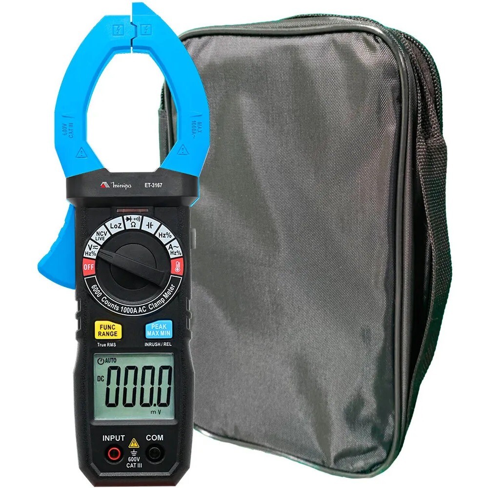 Alicate amperímetro digital 1000A True RMS AC CAT III 600V ET-3167 Minipa