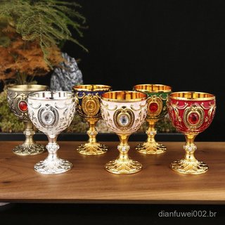 Taças de vinho de pé alto douradas, taças pequenas para banquetes, taças para chá, taças para água, taças para água bent
