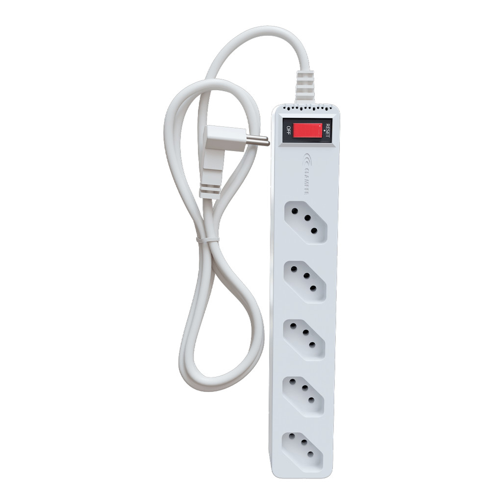 iCLAMPER Eletro 5 Tomadas Branco Filtro de Linha e Protetor Elétrico DPS Bivolt