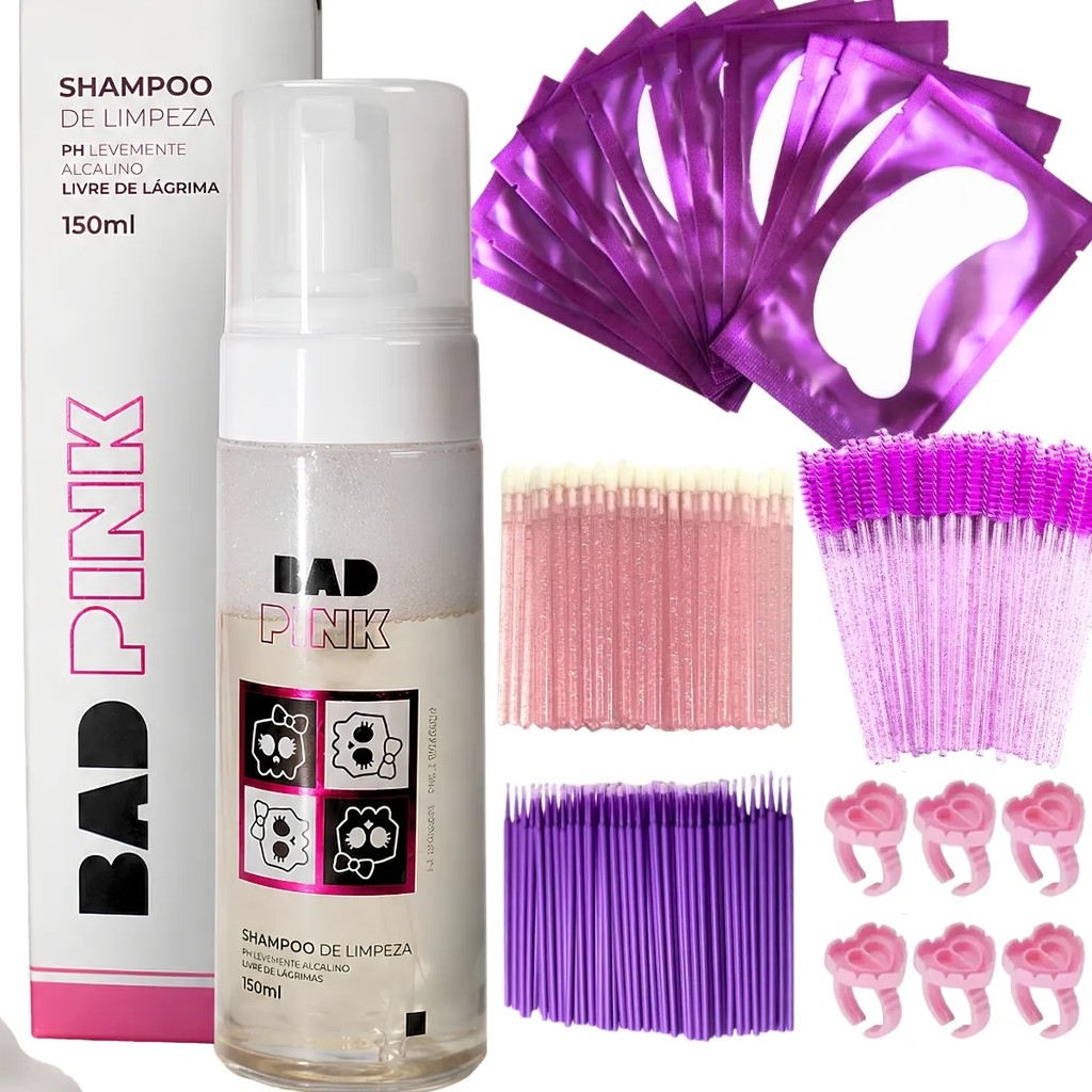 Espuma Bad Pink Mousse De Limpeza De Extensão De Cílio 150ml