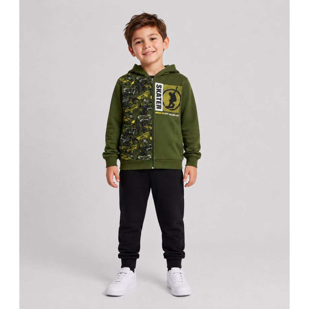 Conjunto Moletom Menino Jaqueta E Calça Kappes Verde