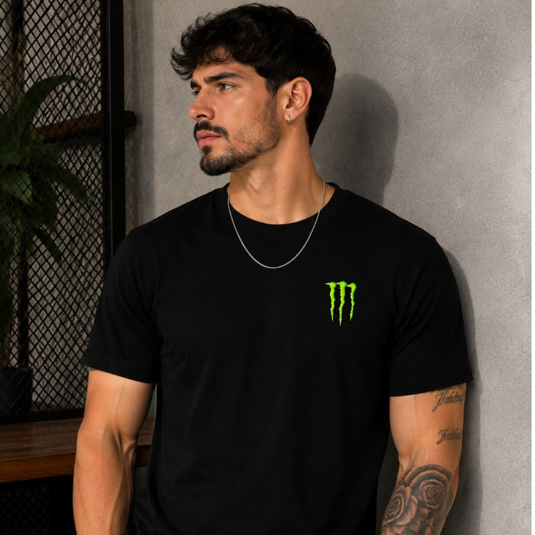 Camiseta Monster Masculina 100% Algodão Casual Dia A Dia Trabalho Escola Academia Streetwear Moda Diária Treino