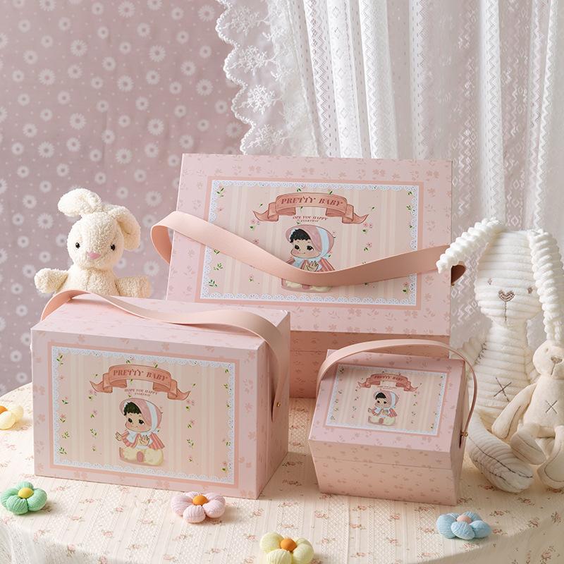 Caixa de presente para bebê, caixa de presente de aniversário, caixa de embalagem, caixa de presente, cem dias, banquete