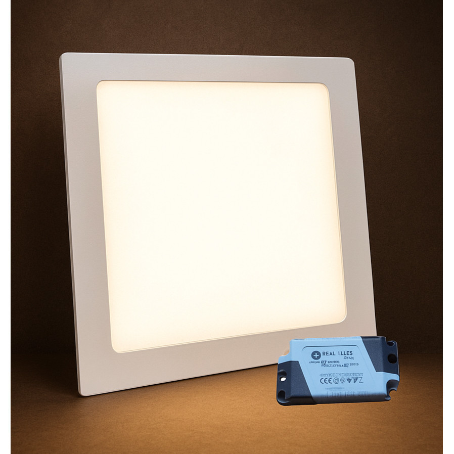 Painel Plafon LED 18W Embutir | Quadrado 21x21 | Branco Frio 6500K | Design Slim