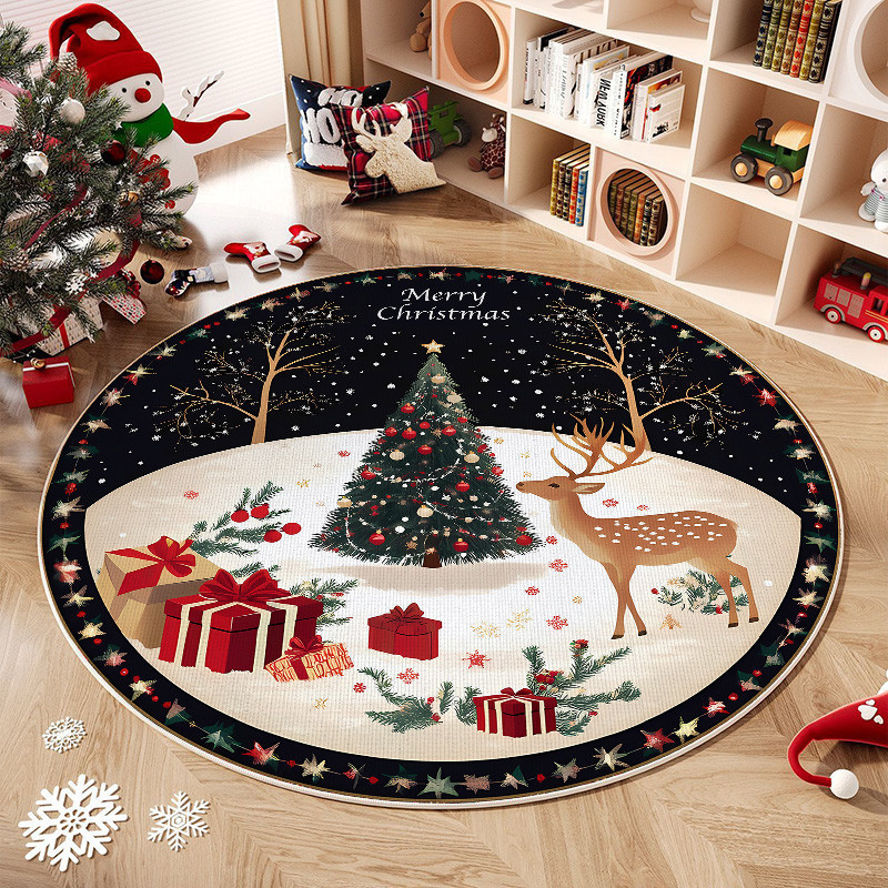 Tapete de natal atmosfera do feriado tapete redondo tapete de natal decorações da árvore de natal sala estar tapete ins