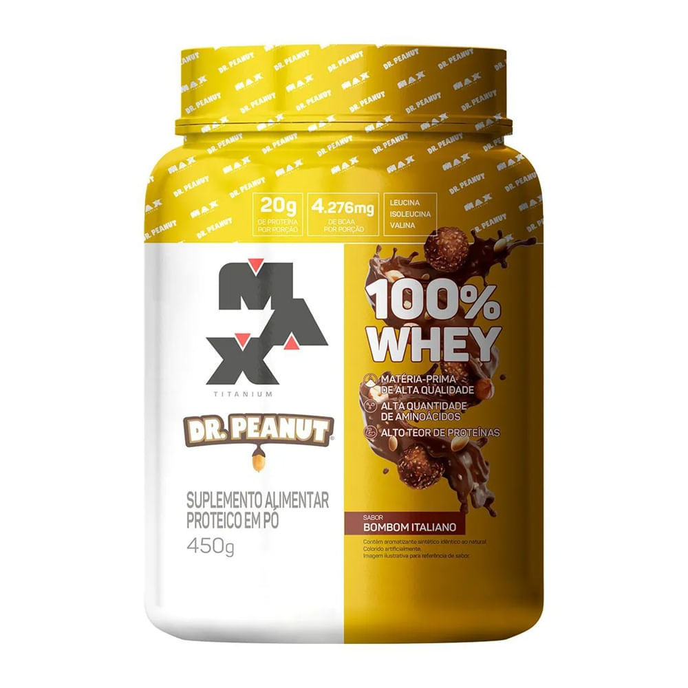 Whey 100% Dr. Peanut Sabor Bombom Italiano Max Titanium 450g