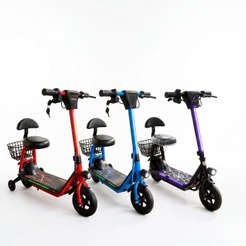 Patinete Elétrica Infantil E-scooter com Assento e Cesto Traseiro