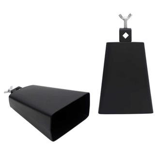Campainha de metal preto Xixian de 6 polegadas com bastão – acessório de percussão profissional para bateristas
