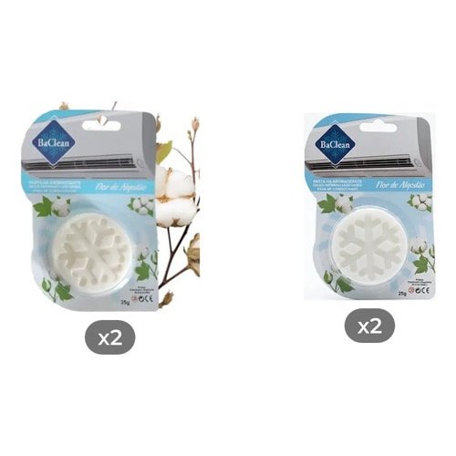 Kit 4 Unid Pastilha Aromatizante Bactericida Ar Condicionado Aroma De Flor De Algodão Baclean Ba Clean