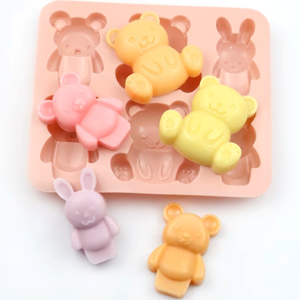 Molde De Silicone Urso Coelho Para Doce Bolo Chocolate Biscuit Bombom Sabonete Decoração Confeitaria
