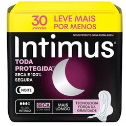 Absorvente Intimus Gel Noturno Seca, Com Abas, 30 Unidades
