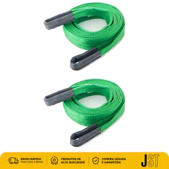 Kit 2 Cintas De Elevação De Carga 2m x 2 Toneladas Verde Poliéster JST 7:1