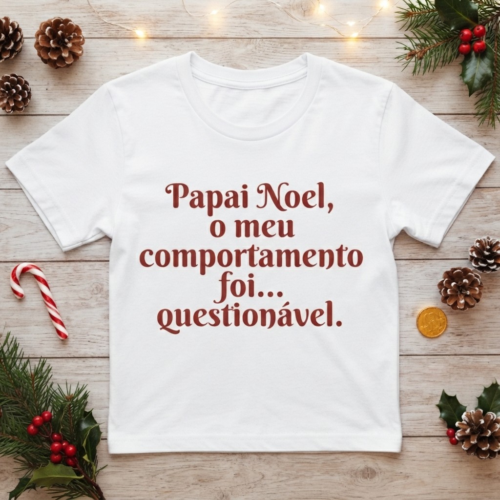Camiseta Básica Unissex Estampada Natal Engraçado Papai Noel Frase Engraçado