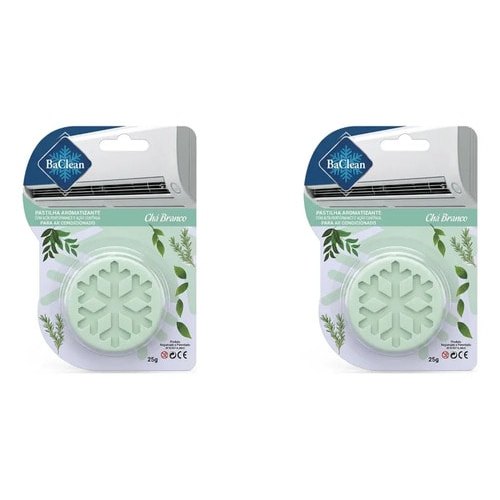 Kit 2 Unid Pastilha Aromatizante Bactericida Ar Condicionado Aroma De Cha Branco Baclean Ba Clean