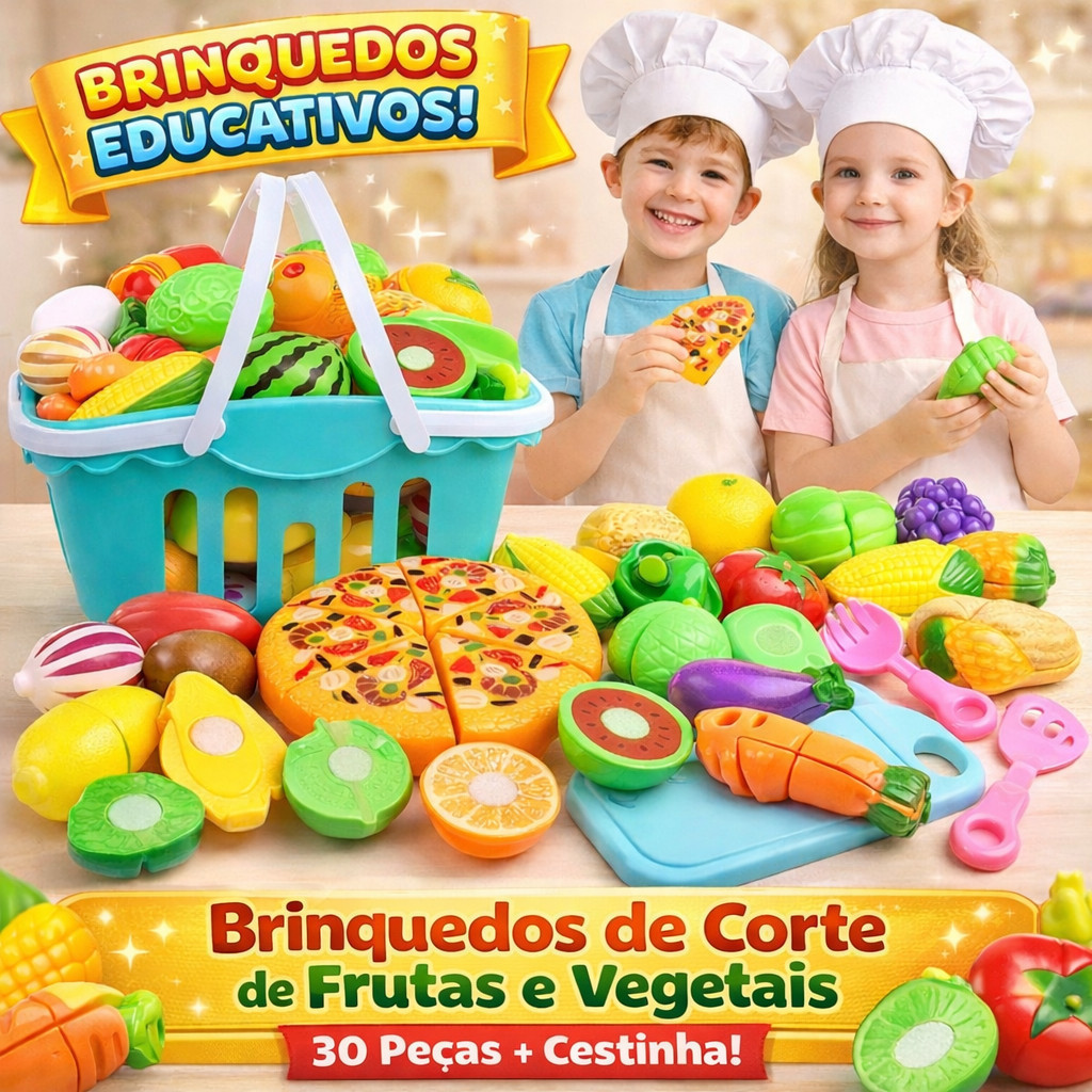 111 Peças Brinquedos Educativo Frutas e Legumes Cozinha Infantil com Corte Simulação Aprendizado Crianças Presente Natal
