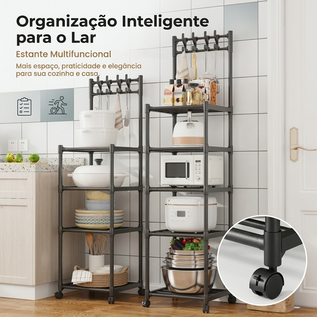 Prateleira Multifuncional Estante com Rodinhas Organizador Armazenamento para casa
