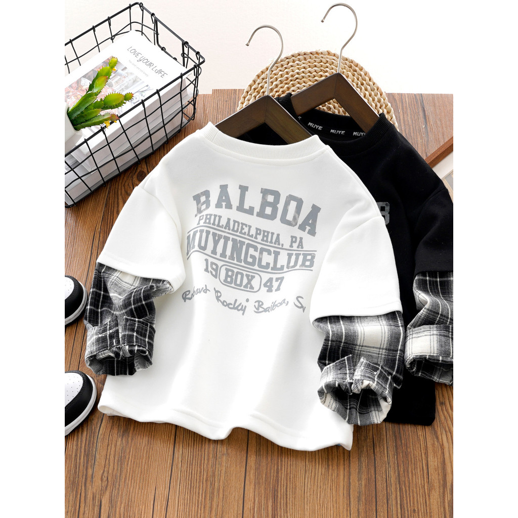 Meninos camisa de manga comprida primavera outono crianças estilo ocidental versão coreana outono topo menino bonito beb