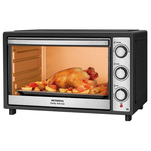 Forno Elétrico de Bancada Mondial Preto e Inox 52L Preto Family Grill FRN-52-BI