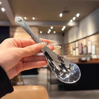 [Produto de destaque da dona, lindo] Colher de aço inoxidável com design elegante e efeito craquelado, colher de sobreme