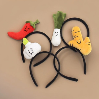 Novo acessório de cabelo de legumes engraçados, tiara de cebola, pimenta e gengibre fofa, presilha de cabelo criativa e 