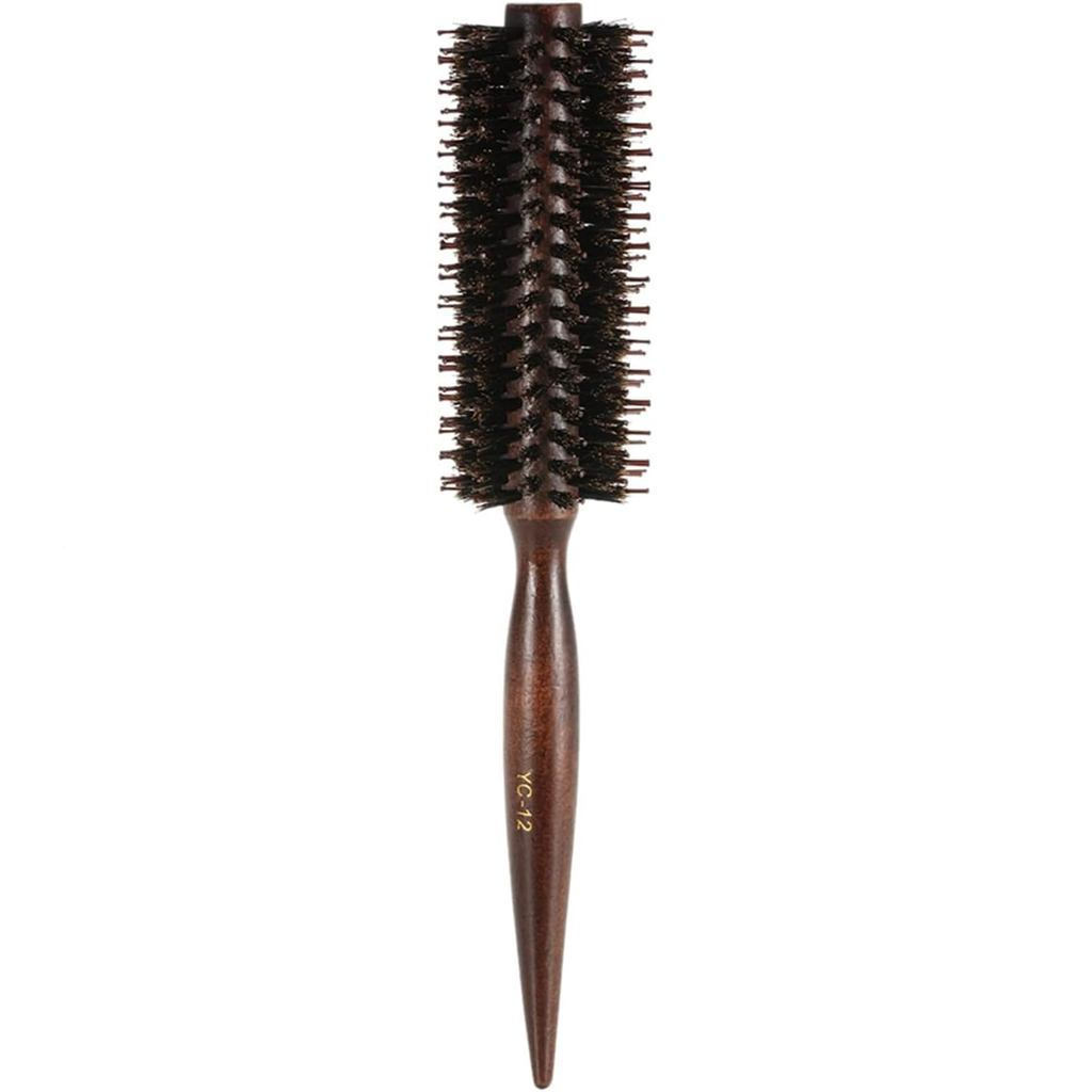 Pente com cerdas redondas e cabo de madeira, ferramenta multifuncional para pentear o cabelo, ideal para modelagem DIY e