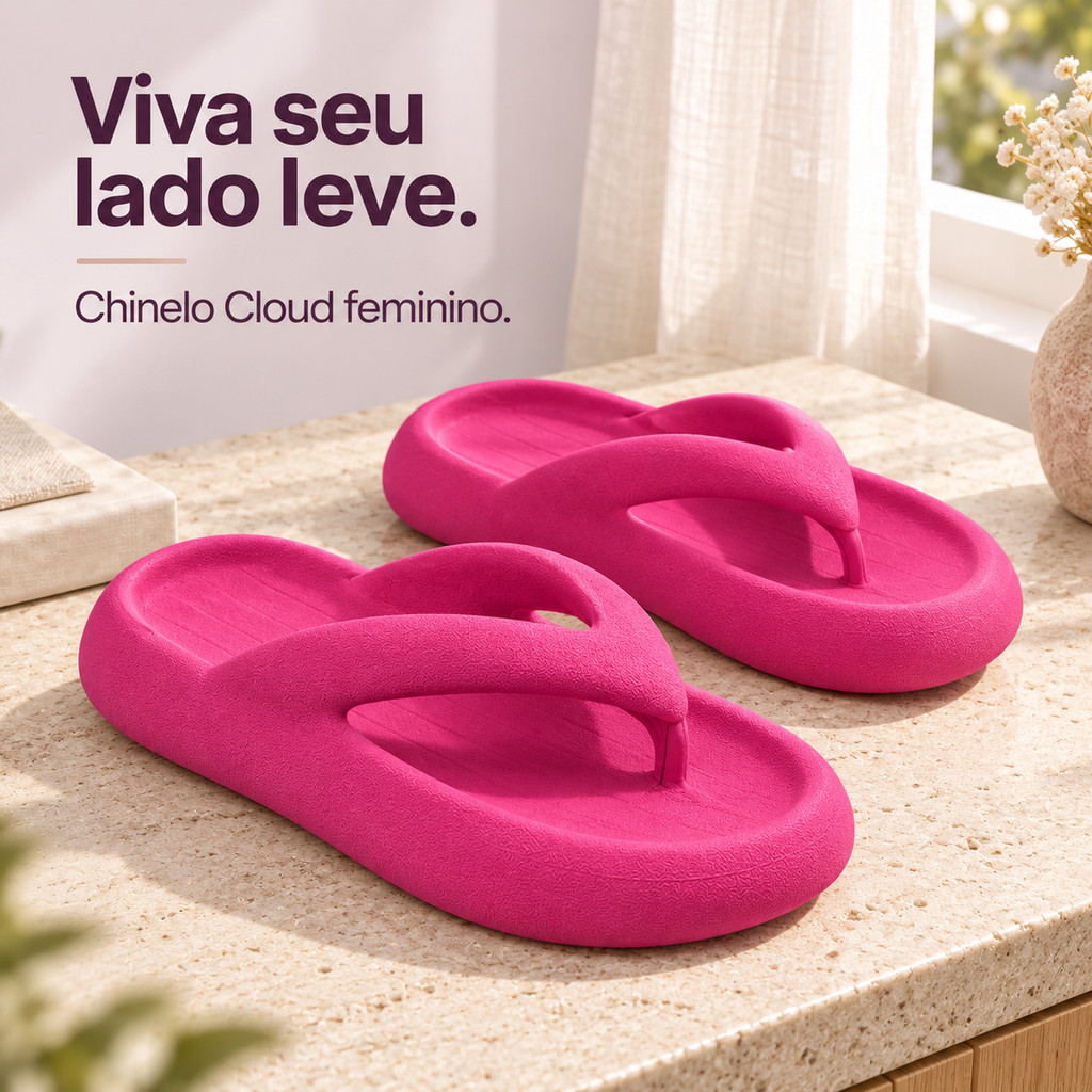 Chinelo Nuvem Feminino Cloud de Dedo Macio Leve Confortável Anatômico Antiderrapante