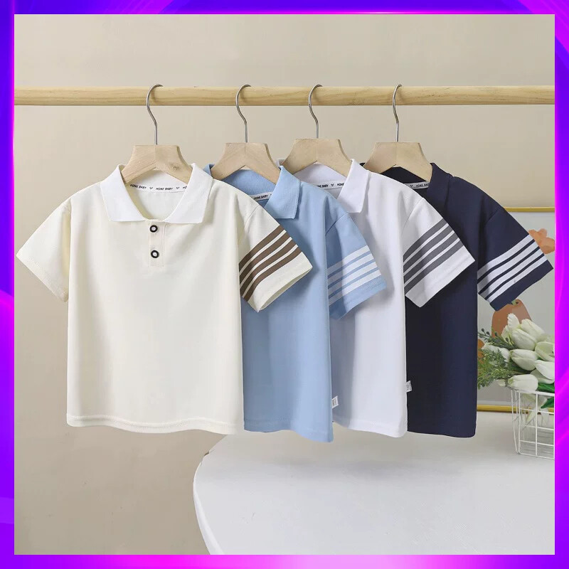 Marca crianças camiseta de manga curta verão novo estilo menino camisa Polo versão coreana lapela verão meia manga estil