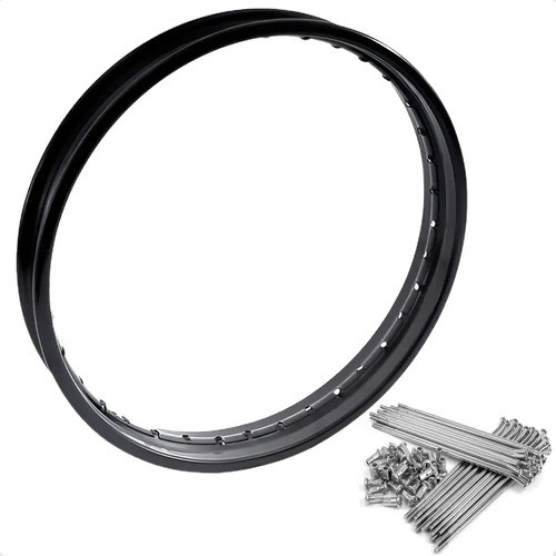 Aro Aço Preto Traseiro Titan Fan 125 150 160 + Jogo Raio 4mm Cromado