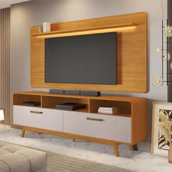 Rack com Painel para TV até 70 Polegadas com LED MDF 200CMX177CM Cristal Candian Marrom