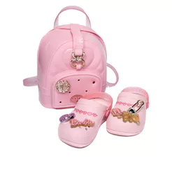 Sandália Babuche Infantil Grendene Barbie Mochila Rosa Claro