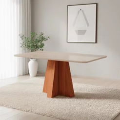 Mesa para Sala de Jantar 160cm Maite Marrom/Cinamomo/Off White