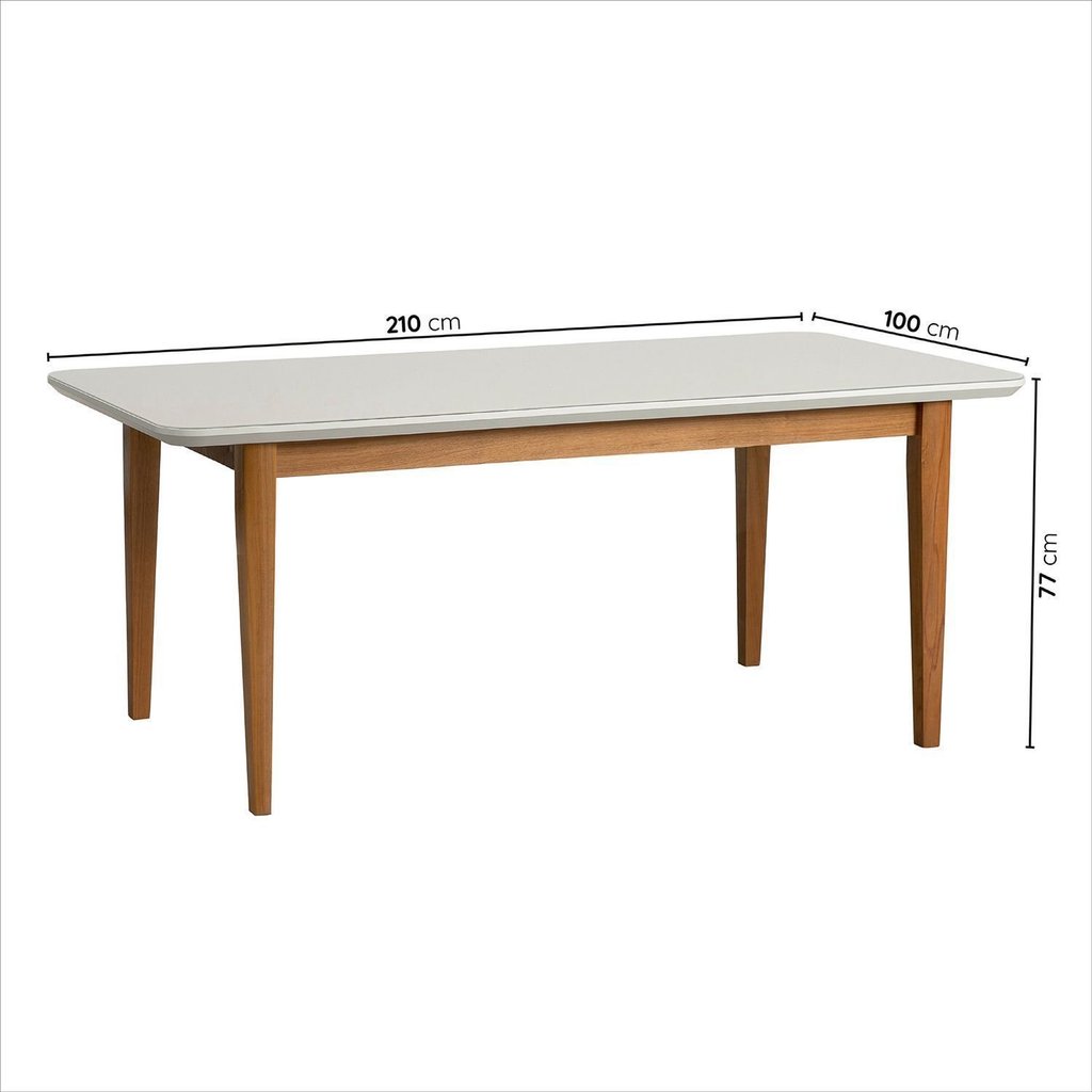Mesa de Jantar 8 Lugares 210cm com Tampo MDF e Vidro Tangará CabeCasa MadeiraOriginals Marrom Caramelo/Off White · foto 2
