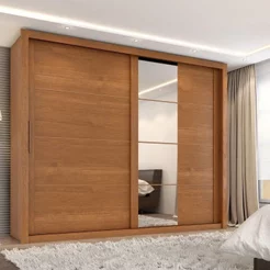 Guarda Roupa Casal Essencial 2 Portas de Correr 6 Gavetas com 4 Espelhos Yescasa Marrom/Cinamomo Cinamomo