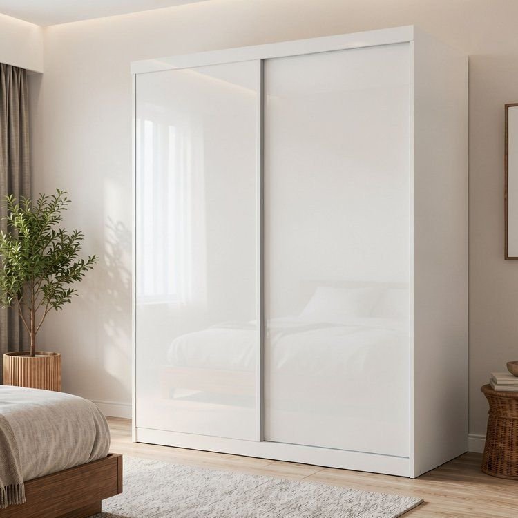 Guarda Roupa Solteiro Premium Salvador 138cm 2 Portas 2 Gavetas Yescasa Branco Branco