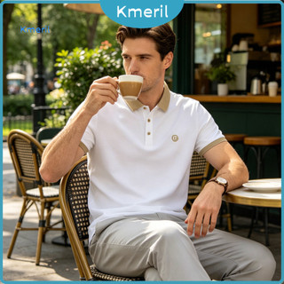 Men Summer Shirt Golf Men's Button Short Sleeve Color Block Casual Turndown Collar for Holiday Office Date – Lightweig
