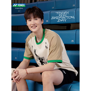 YONEX YONEX Badminton Jersey yy Camiseta unissex de manga curta com Design cômico de secagem rápida115424BCR BCR