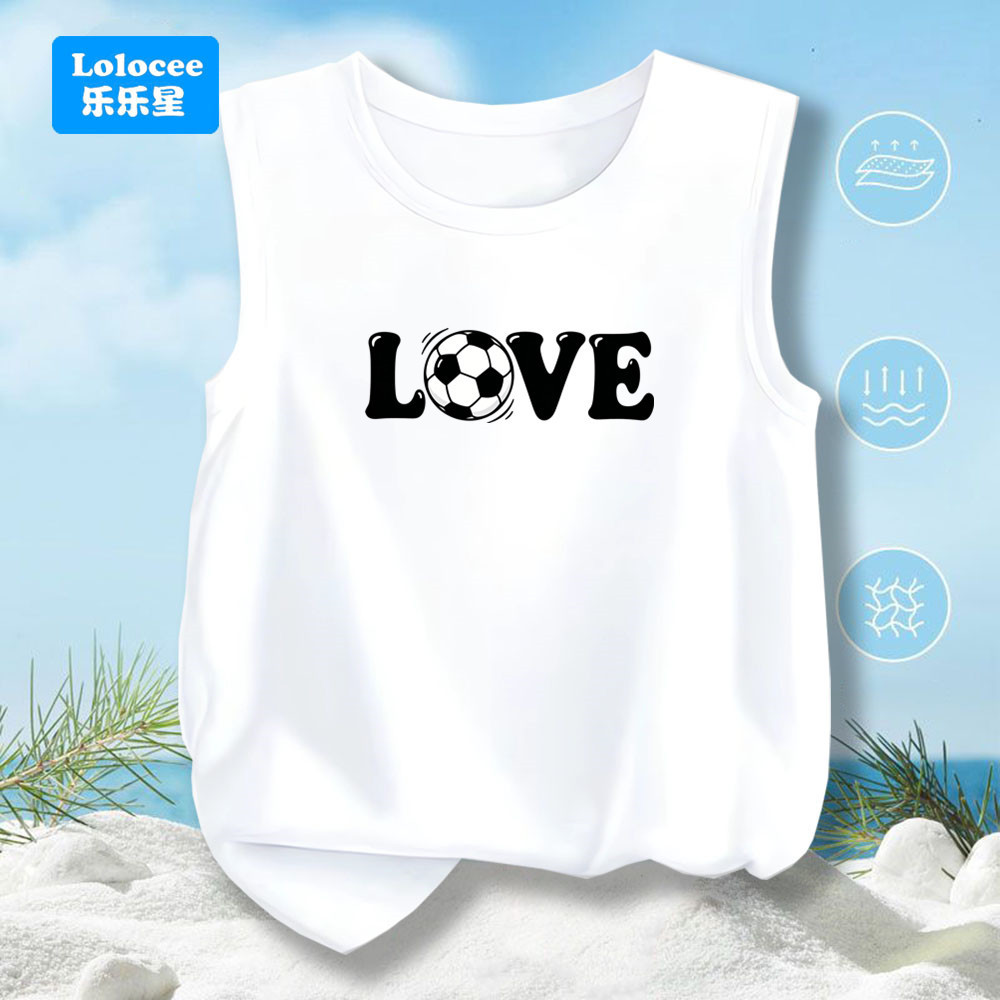 Meninos Amor Futebol Impressão Algodão Regata Crianças Sem Mangas Casual Esporte Verão Colete Camiseta 3-16Y ZQA1