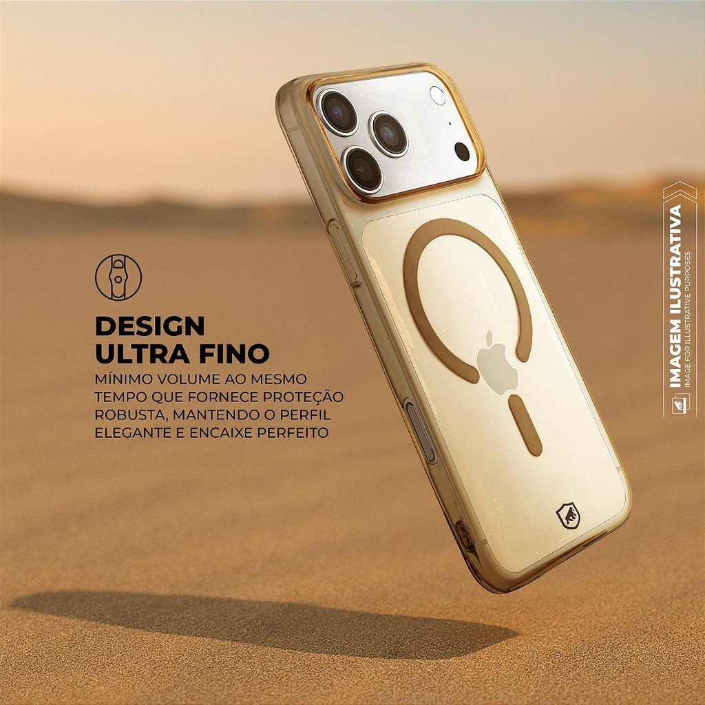 Capa case capinha para iPhone 17 Pro Max - Crystal Slim Magsafe - NÃO AMARELA - Desert - Gshield