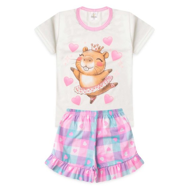 Pijama Menina Capivara Vestido em Oferta na Shopee