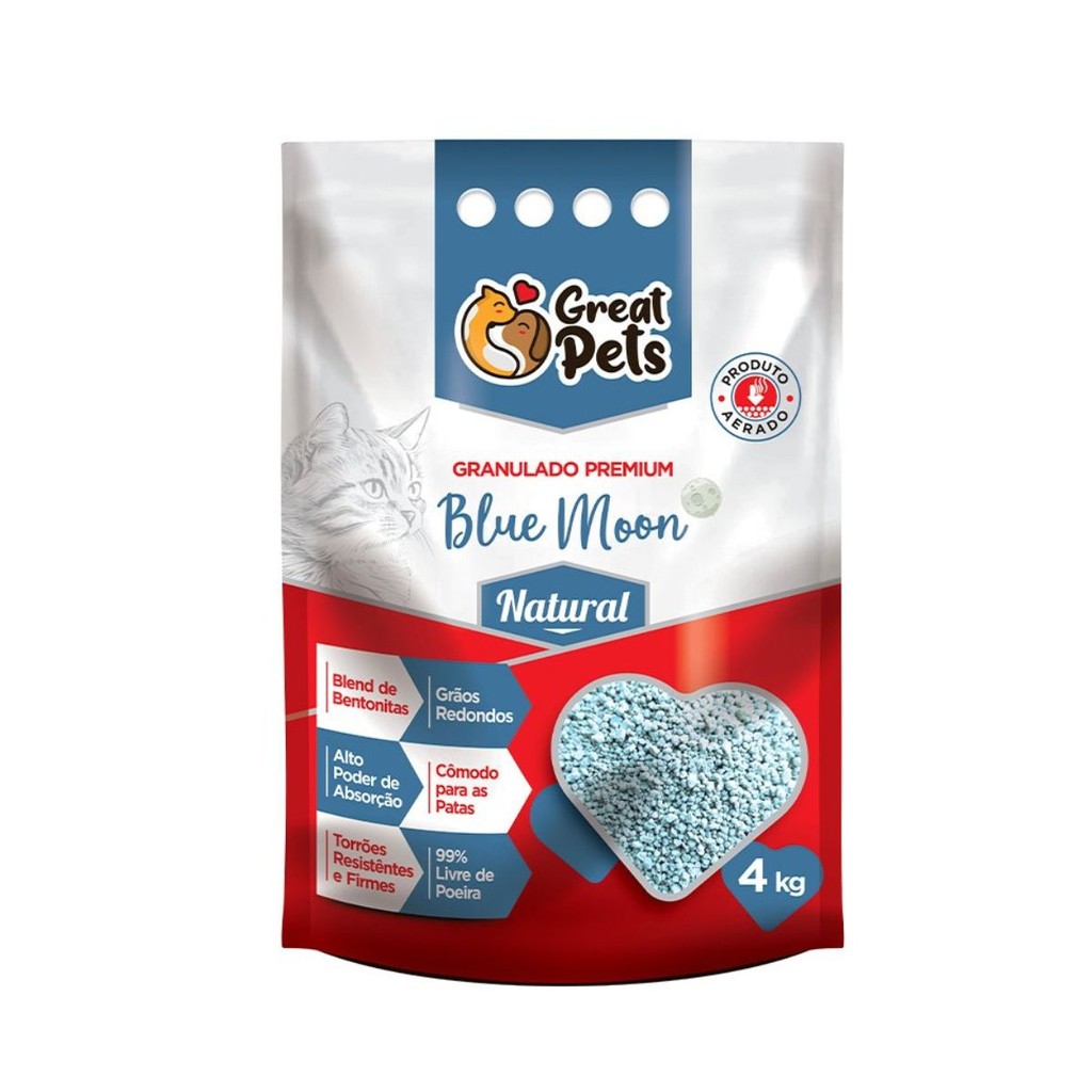Areia Granulado Higiênico Gato Linha Blue Moon Natural 4kg