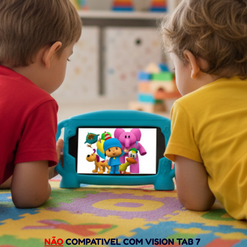 Kit Capa Infantil de Silicone Baby com Alça + Película hidrogel  para Tablet Positivo Twist Tab T770K  7 Polegadas