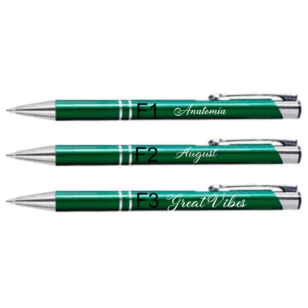 Kit 6 Canetas Personalizadas de Metal Verde Brilhante com Detalhes Prata com seu Nome em Oferta na Shopee