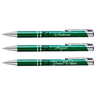 Kit 6 Canetas Personalizadas de Metal Verde Brilhante com Detalhes Prata com seu Nome em Oferta na Shopee