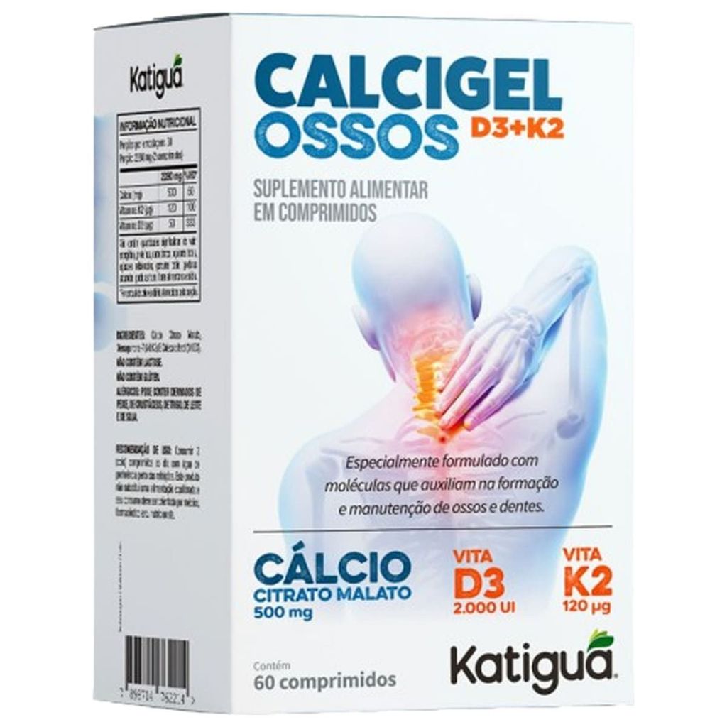 Calcigel Ossos D3+K2 - 30 Comprimidos - Katiguá em Oferta na Shopee