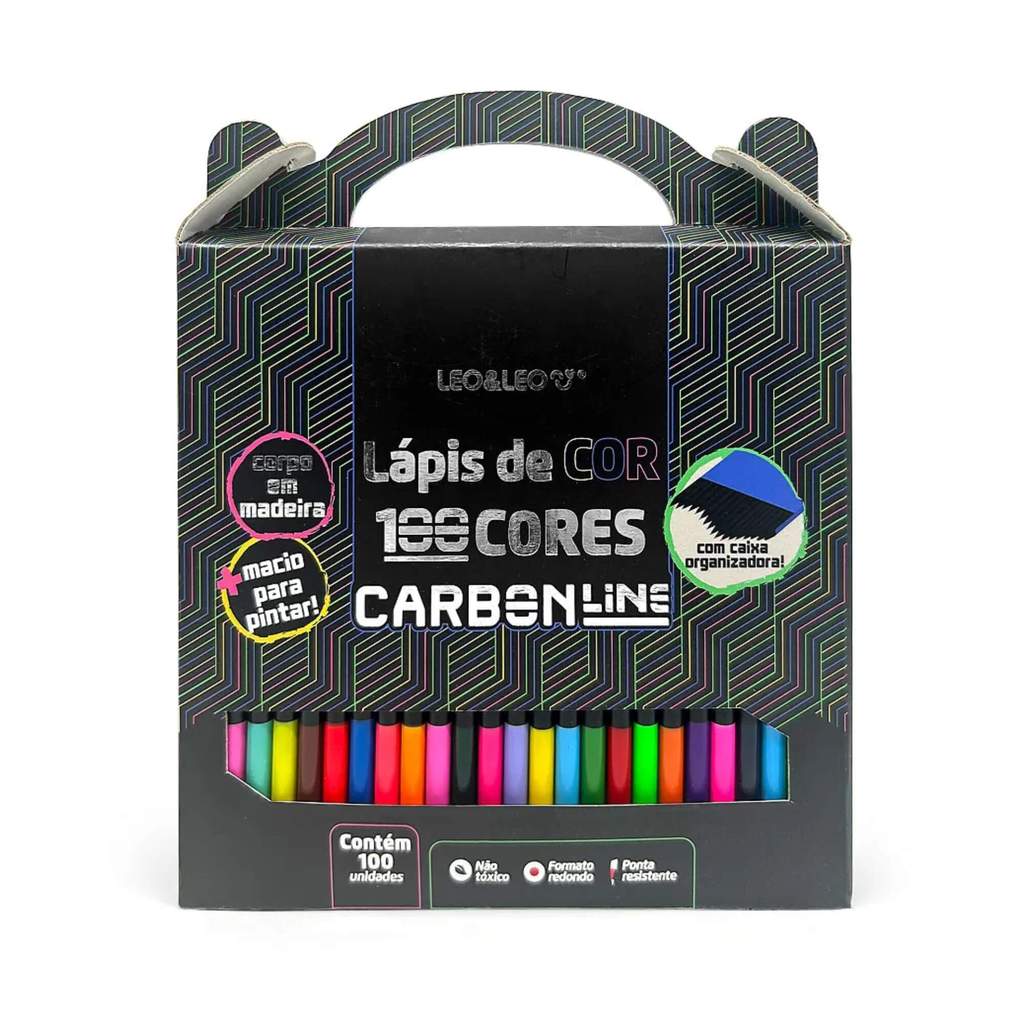 Lápis de Cor Carbon Line 100 Cores Redondo Leo&Leo Leonora - 94420 em Oferta na Shopee