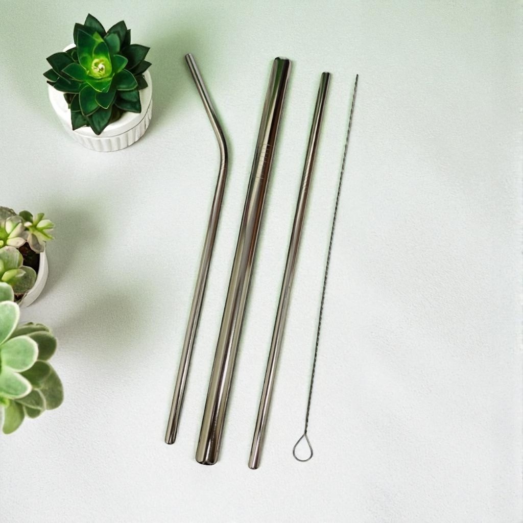 2 Canudos Inox E 1 Canudo Para Shake Reutilizáveis Ecológicos com Escova de Limpeza em Oferta na Shopee