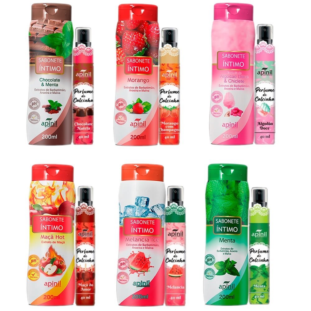 KIT FEMININO Sabonete Íntimo + Perfume de Calcinha Apinil Aromas Refrescantes em Oferta na Shopee