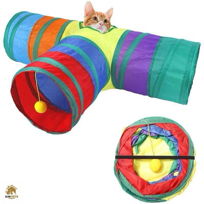 Túnel Inteligente Dobrável em T para Gatos | Brinquedo Interativo com 3 Saídas e Janela em Oferta na Shopee